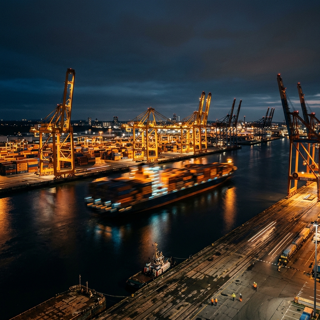 Industrial Port at Night
